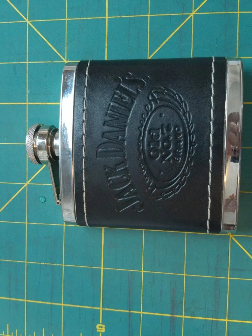 Jack Daniels Old No. 7 2009 Stainless Steel Leather Wrapped 5oz Flask